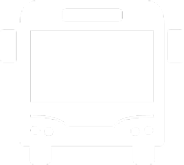Black and white icon of a simple bus or trolley